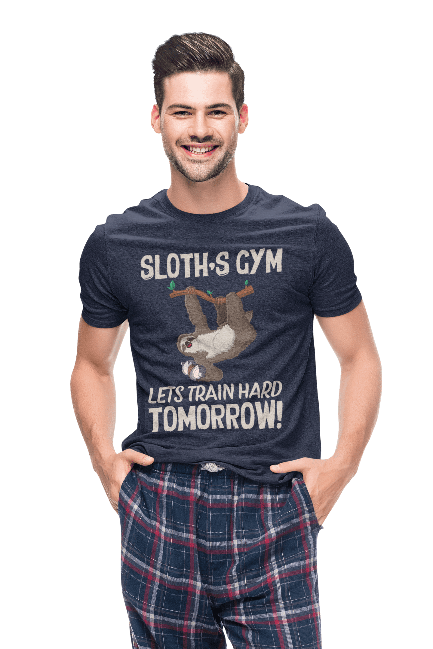 kaos sloth's gym let's train hard tomorrow