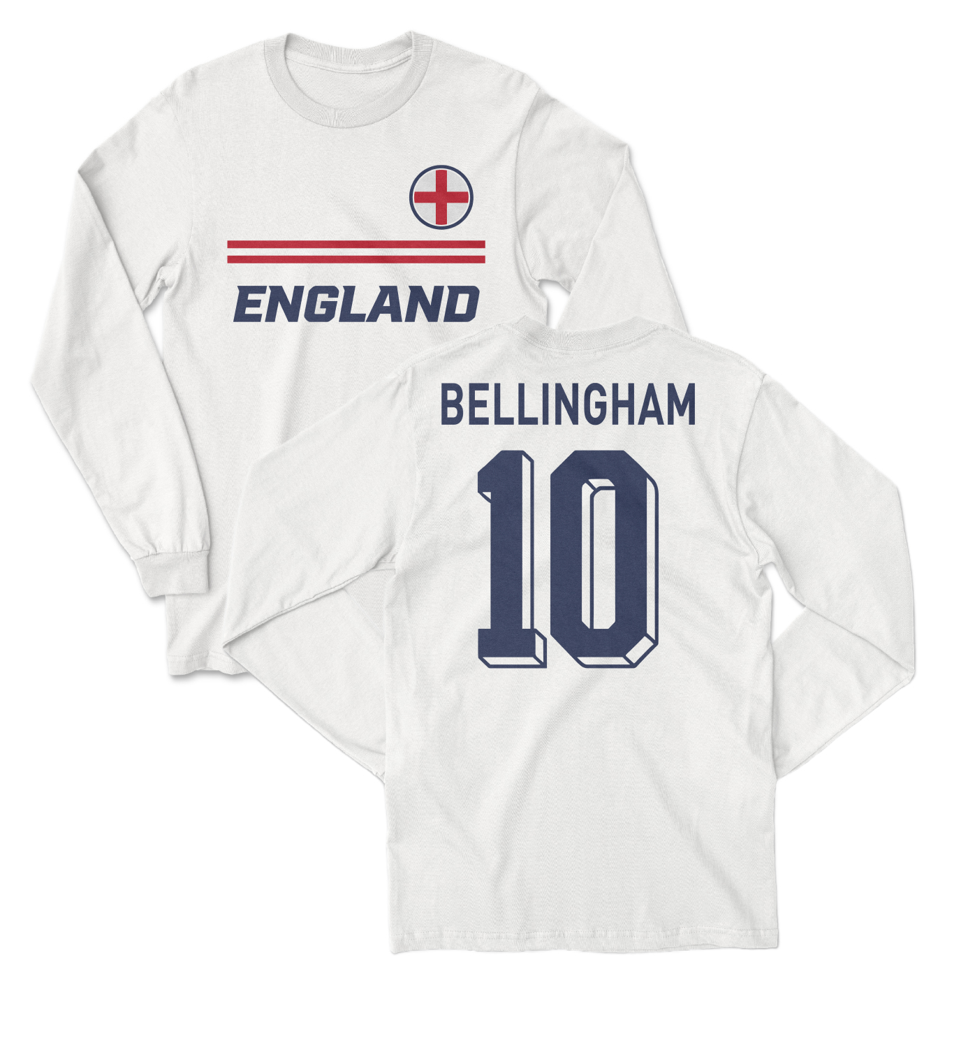 England Soccer Fans Bellingham 10 Jersey Style Long Sleeve T-Shirt