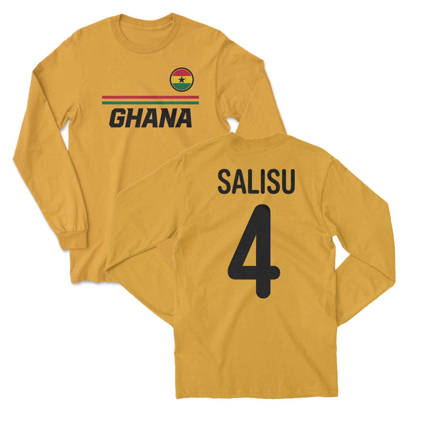 Ghana Soccer Fans Salisu 4 Jersey Style 2-Sided Long Sleeve T-Shirt