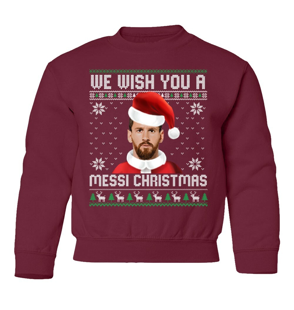Messi Christmas Tee | Holiday Soccer Ugly Sweater Youth Crewneck Sweatshirt - Picture 4 of 9