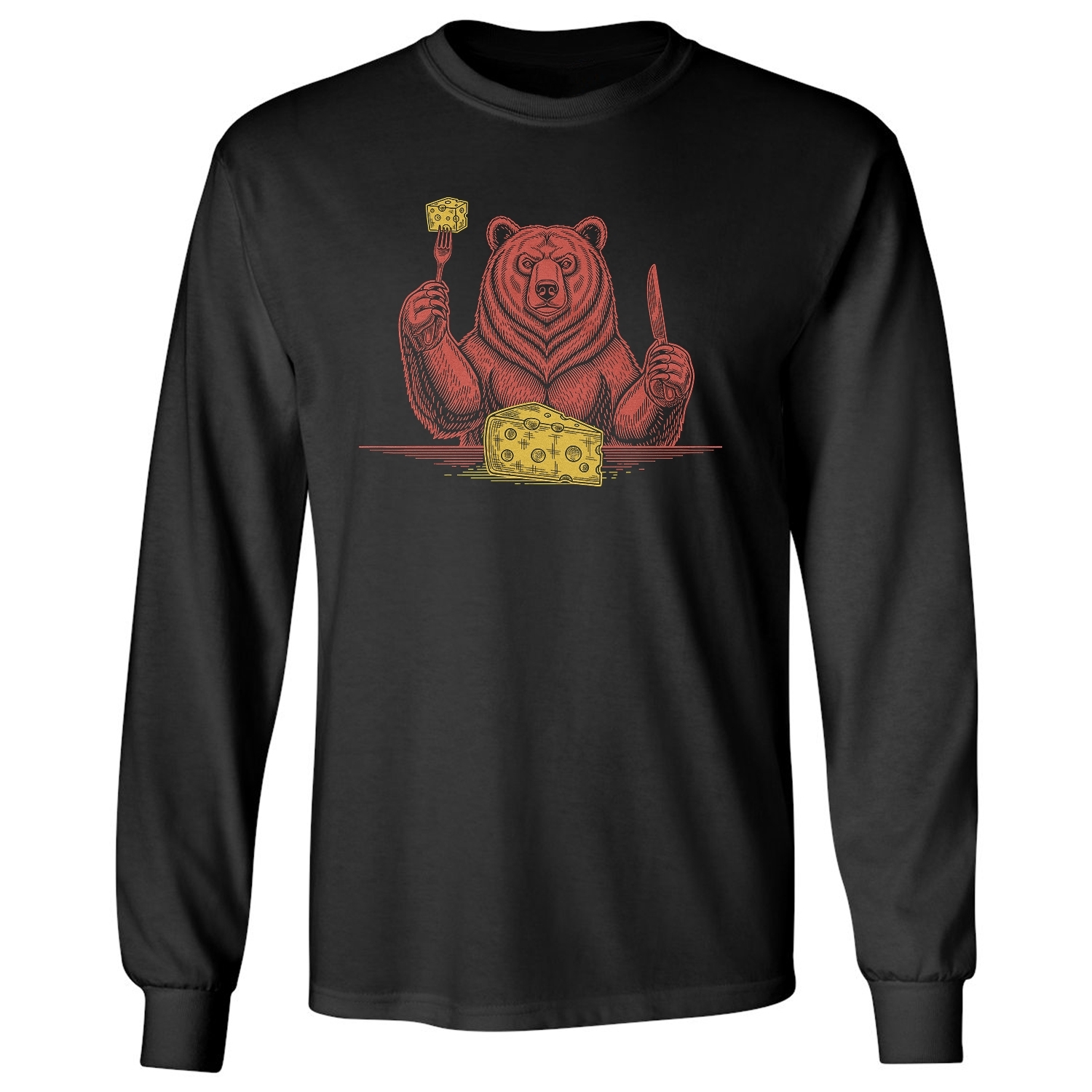 Bear Eating Cheese – Chicago Inspired Anti Tampa Bay Long Sleeve T-Shirt