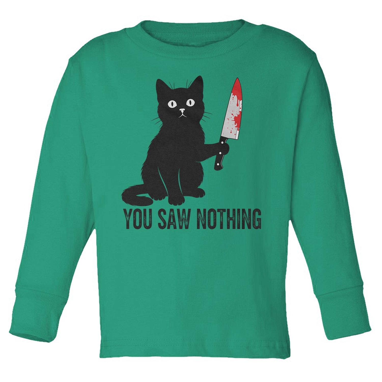You Saw Nothing – Black Cat Funny Halloween Toddler Long Sleeve