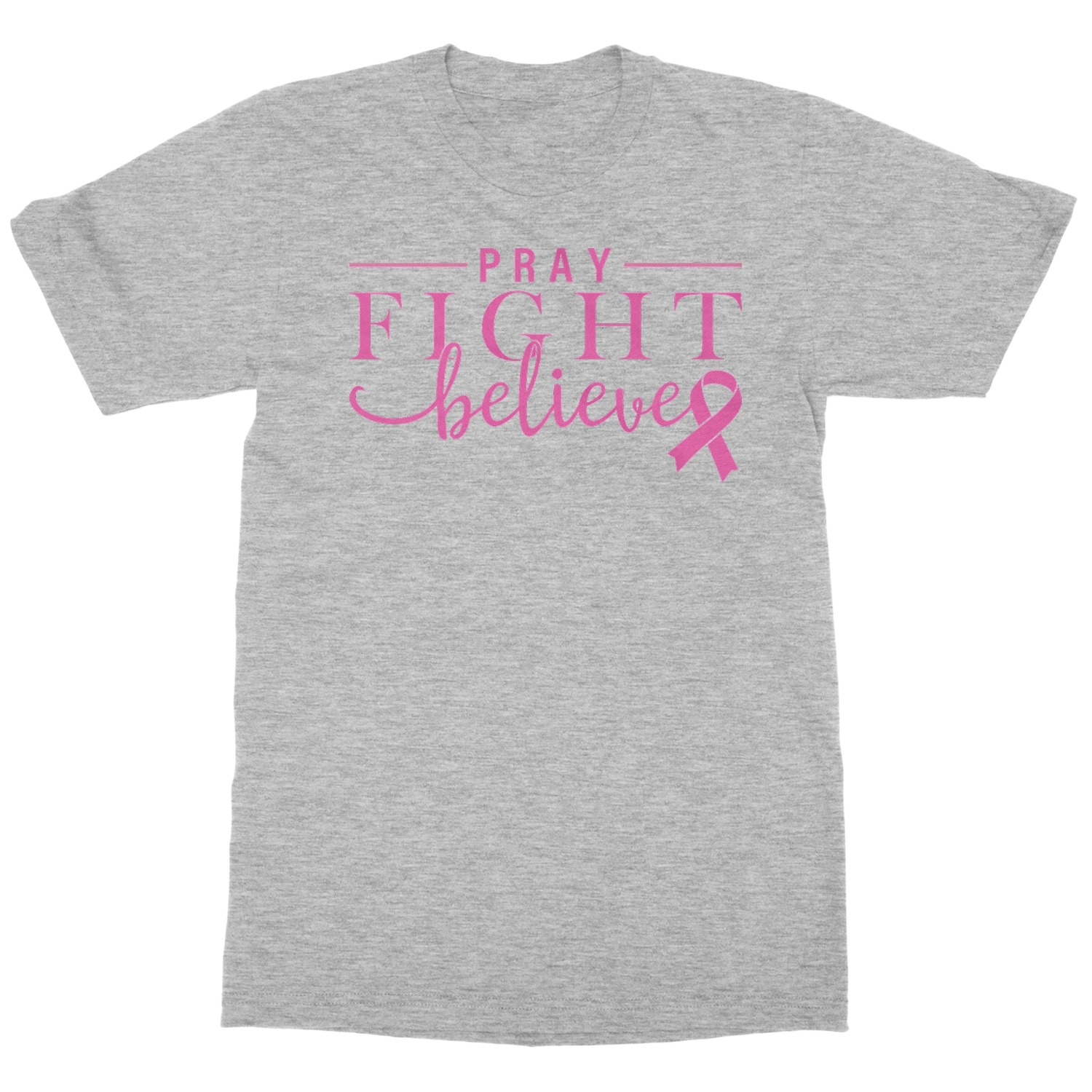 Pray Fight Believe – Breast Cancer Awareness Ribbon Unisex T-Shirt
