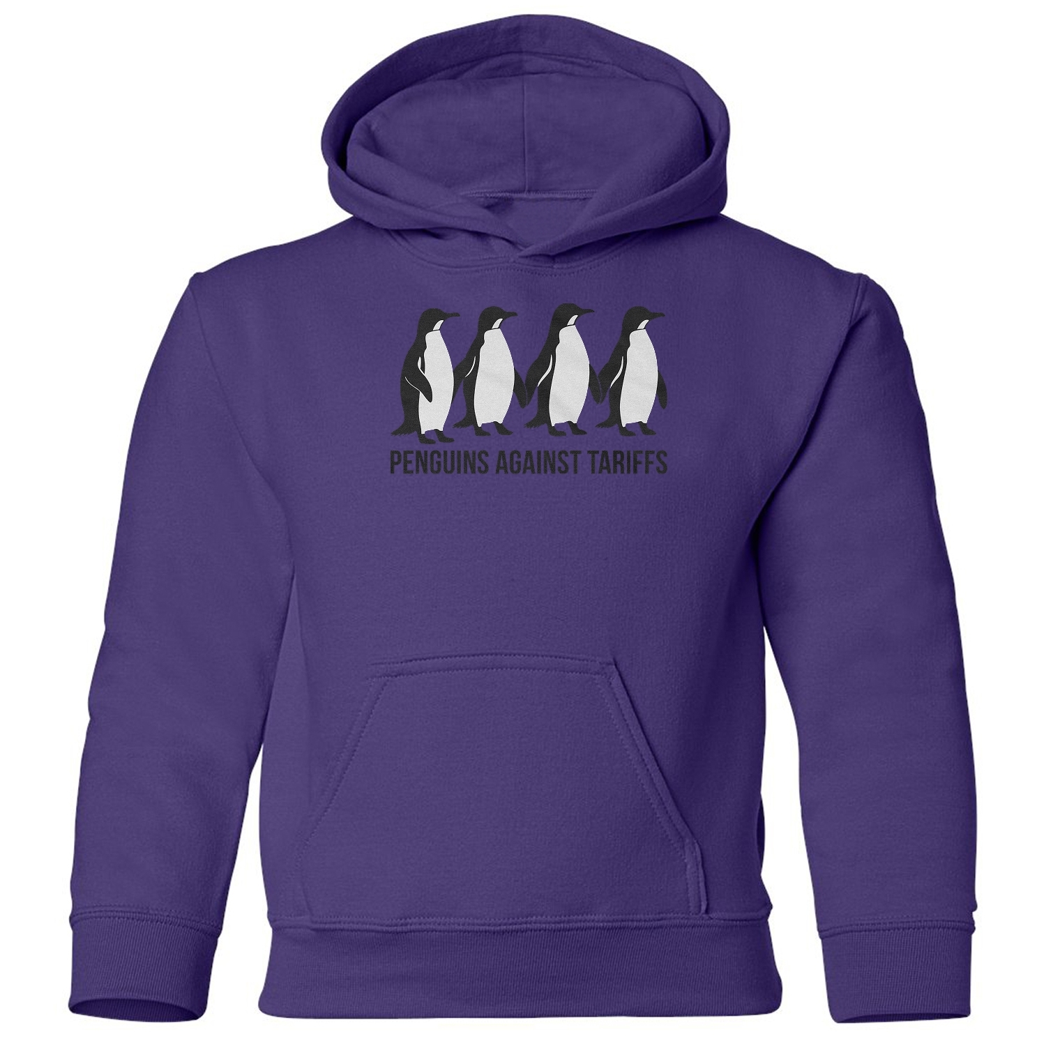 Penguins Against Tariffs - Funny Resist Protest Youth Hooded Sweatshirt - Picture 8 of 10