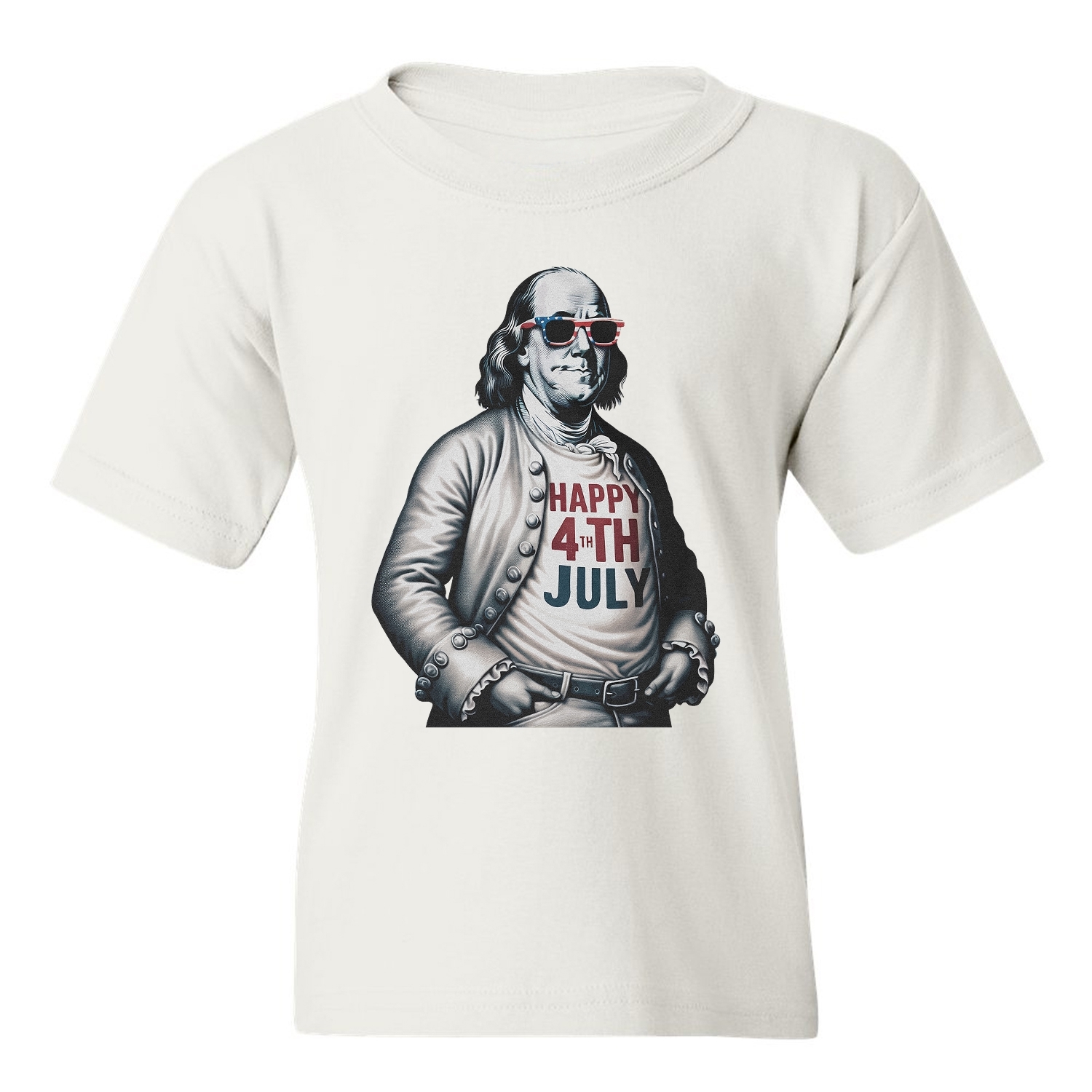 Franklin Happy 4th Of July Tribute - Independence Day Youth Unisex T-shirt - Picture 15 of 15