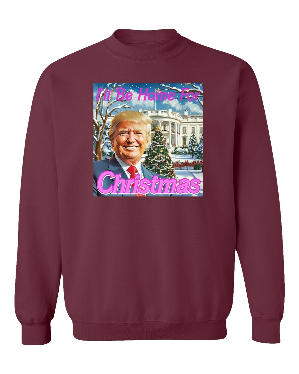 I'll Be Home For Christmas 2024 President Trump Unisex Crewneck Sweatshirt