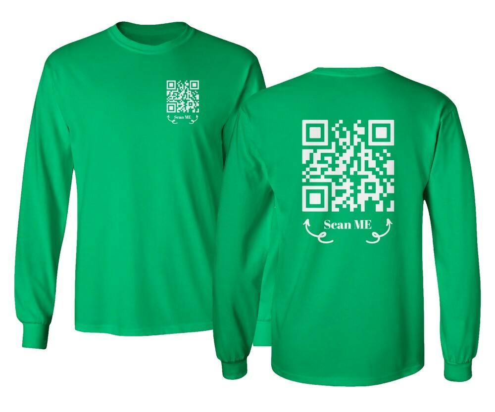 Funny FU QR Code Scan Me QR Code Joke Funny Humor Long Sleeve Tshirt