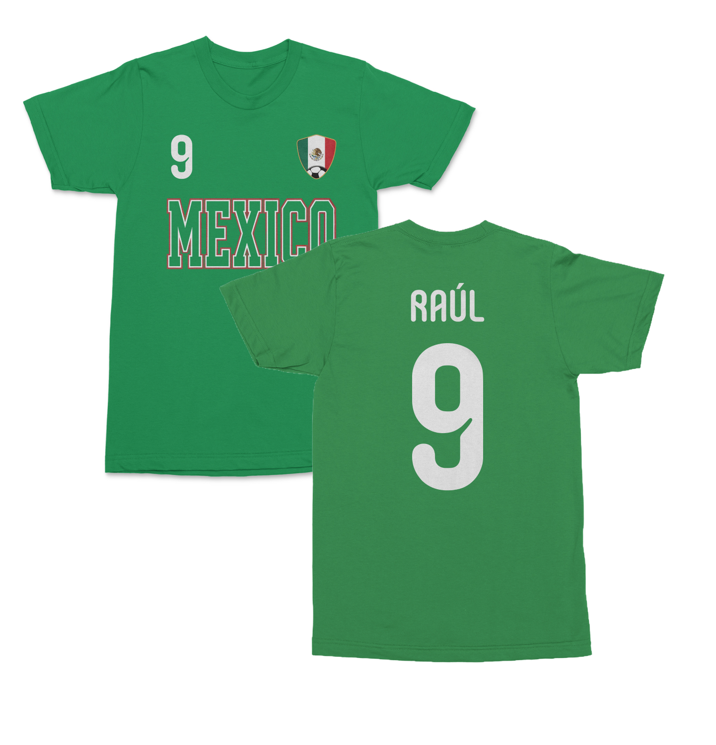 Mexico Raul 9 Soccer Inspired Jersey Style 2-Side Unisex T-Shirt