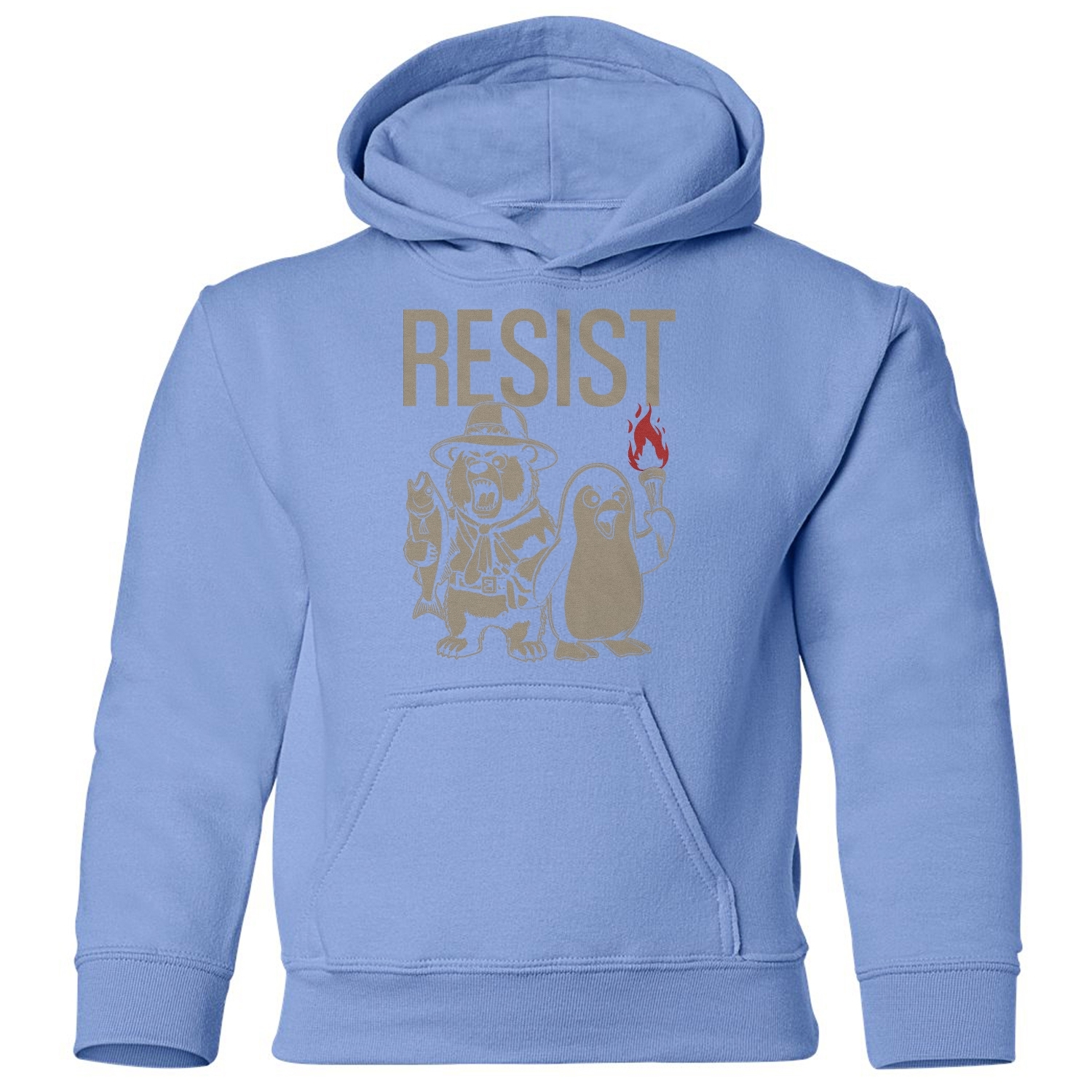 Resist Protest - Penguins and Bears Funny Youth Hooded Sweatshirt - Picture 4 of 11