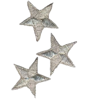 three embroidered  silver stars