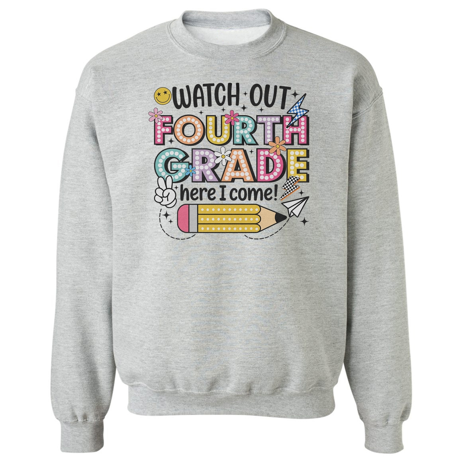 Fourth Grade Here I Come – Back to School Fun Graphic Unisex Crewneck Sweatshirt
