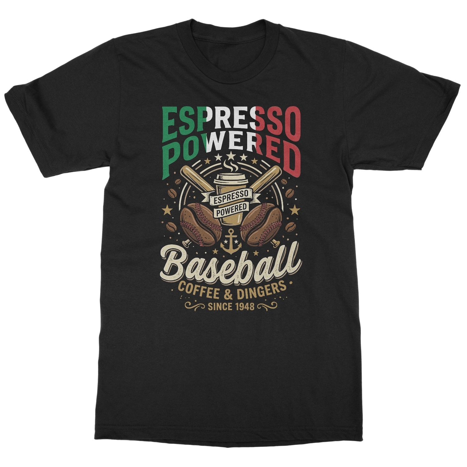 Espresso Powered Baseball – Italy Inspired Unisex T-Shirt