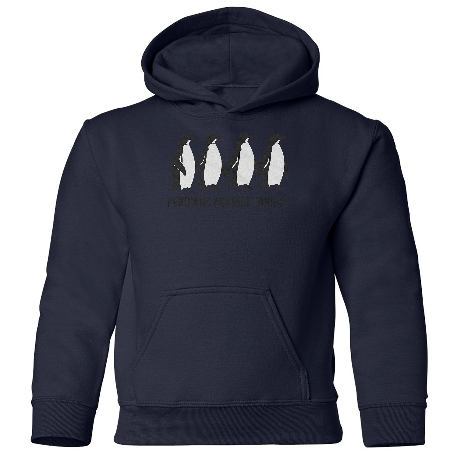Penguins Against Tariffs - Funny Resist Protest Youth Hooded Sweatshirt - Picture 7 of 10