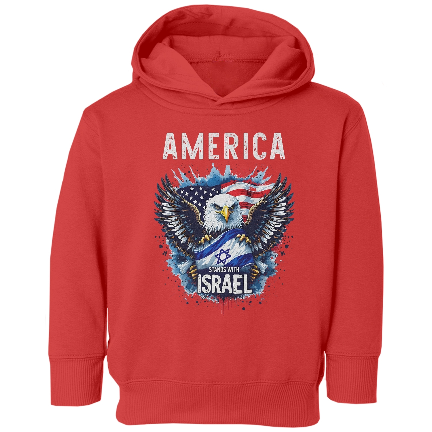 America Stands With Israel - Bald Eagle Patriotic Toddler Hooded Sweatshirt - Picture 5 of 7
