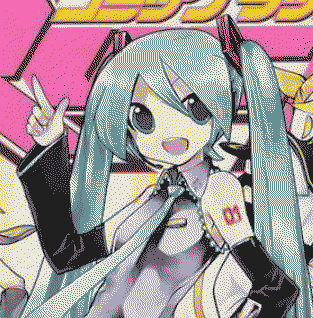 Miku doing a point and smiling.
