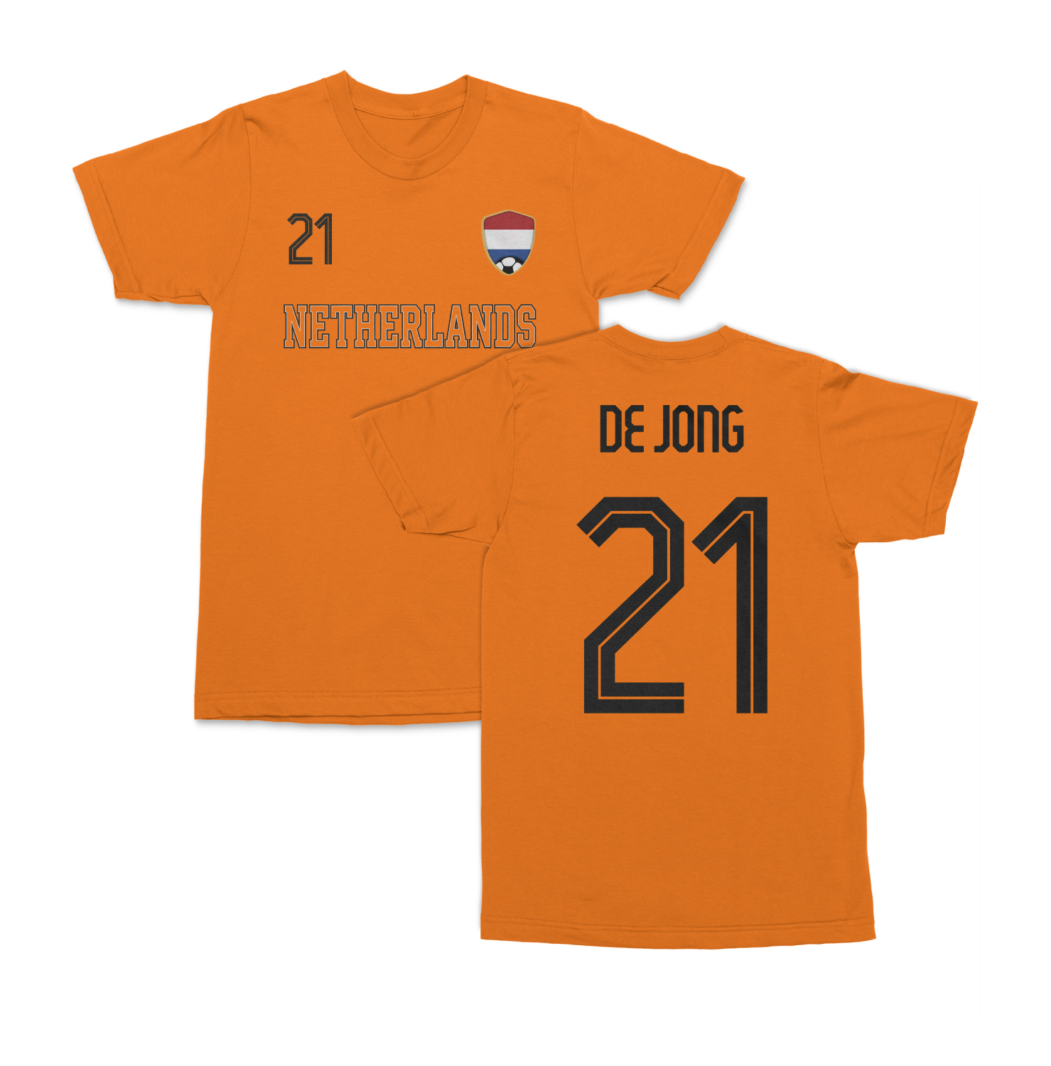 Netherlands De Jong 21 Soccer Inspired Jersey Style Unisex T-Shirt