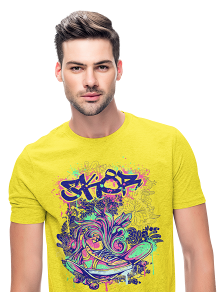 kaos play hard with skateboard