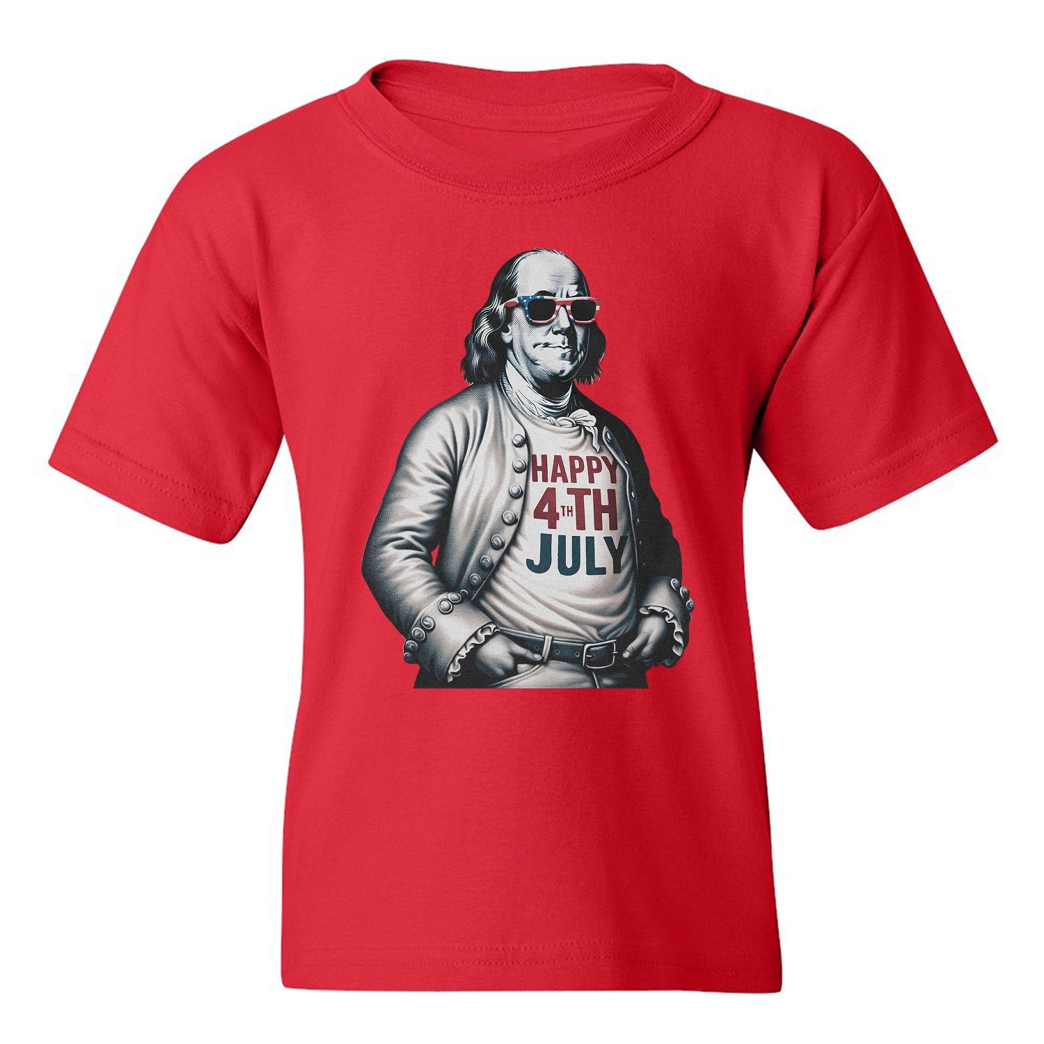 Franklin Happy 4th Of July Tribute - Independence Day Youth Unisex T-shirt - Picture 12 of 15