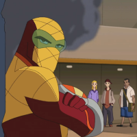A screenshot of the Shocker from the Spectacular Spider-Man cartoon.