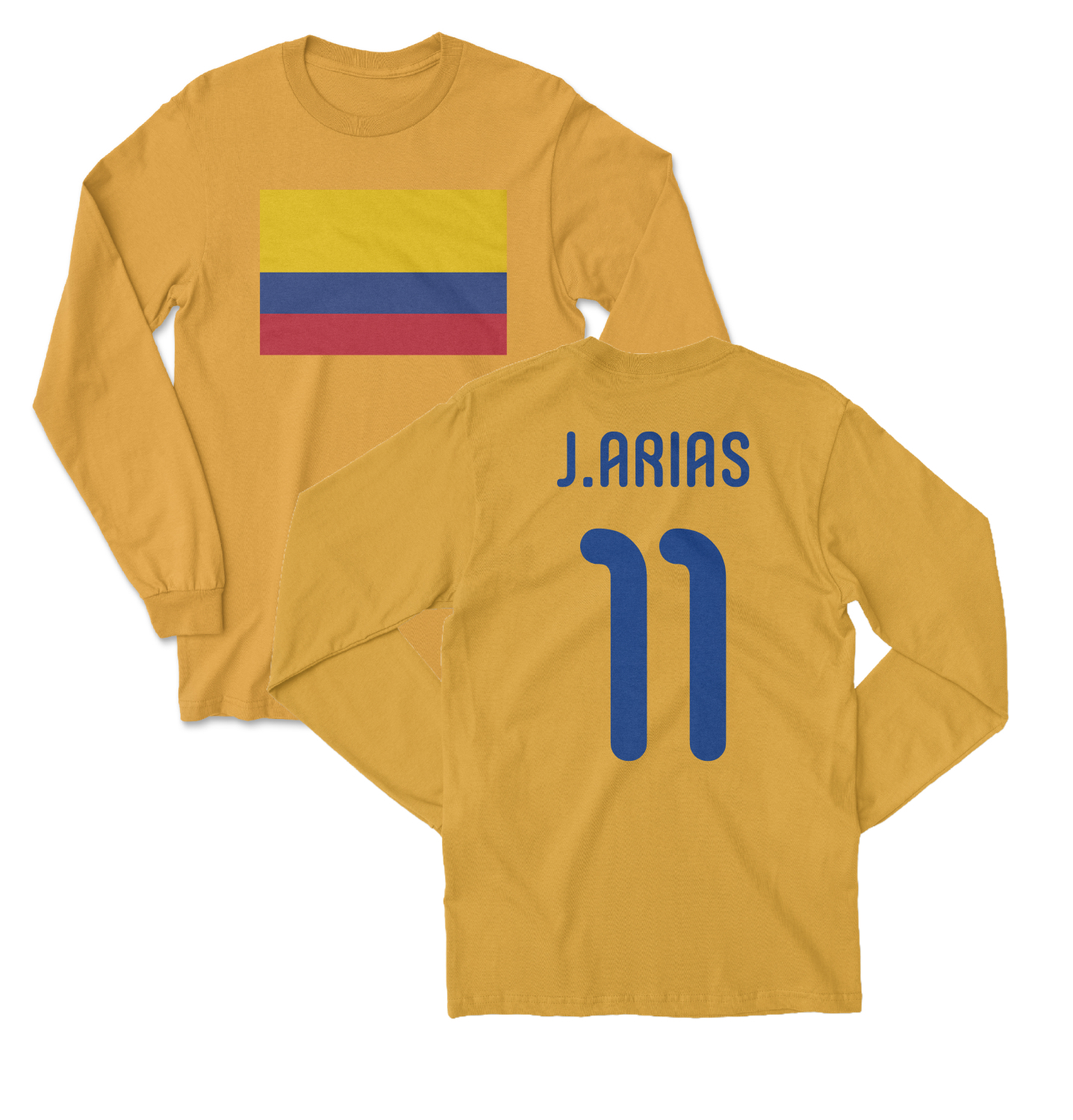 Colombia Soccer Pride J. Arias 11 Two-Sided Long Sleeve T-Shirt