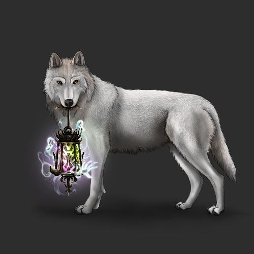 White Wolf holding a vessel containing glowing souls.