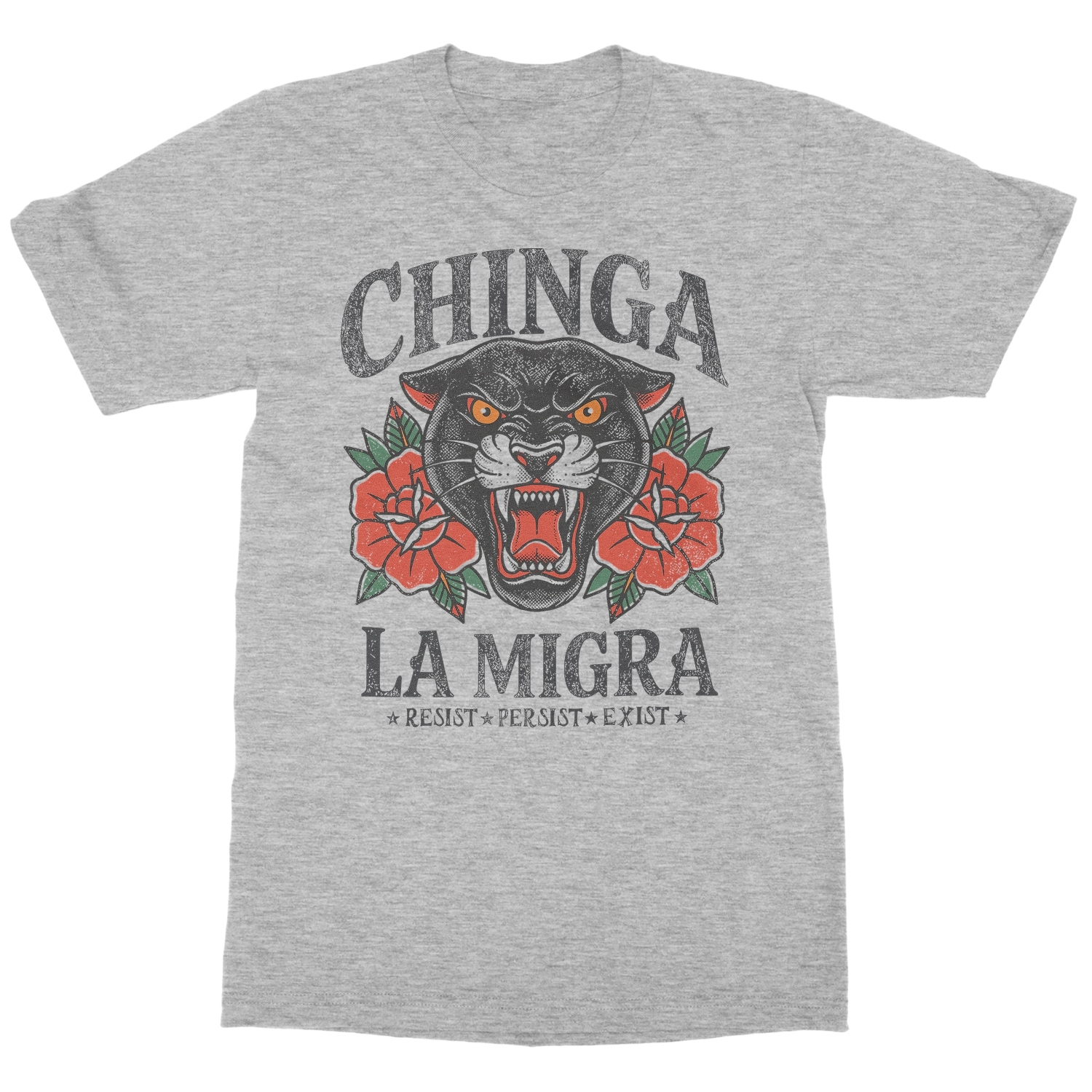 Chinga La Migra – Black Cat Resist Anti Ice Protest Unisex T-Shirt
