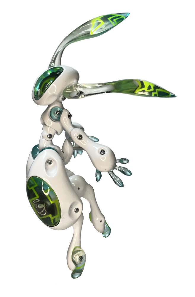 Rabbit seven by megasculpt, a glossy futuristic anthromorphic rabbit.