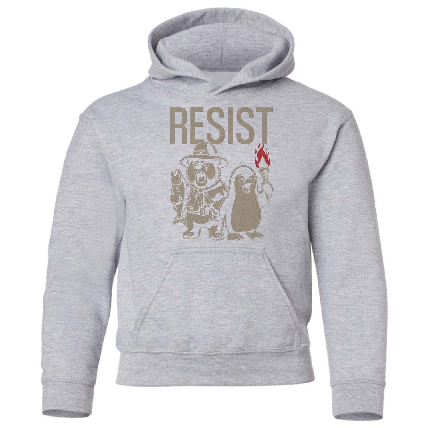 Resist Protest - Penguins and Bears Funny Youth Hooded Sweatshirt - Picture 2 of 11