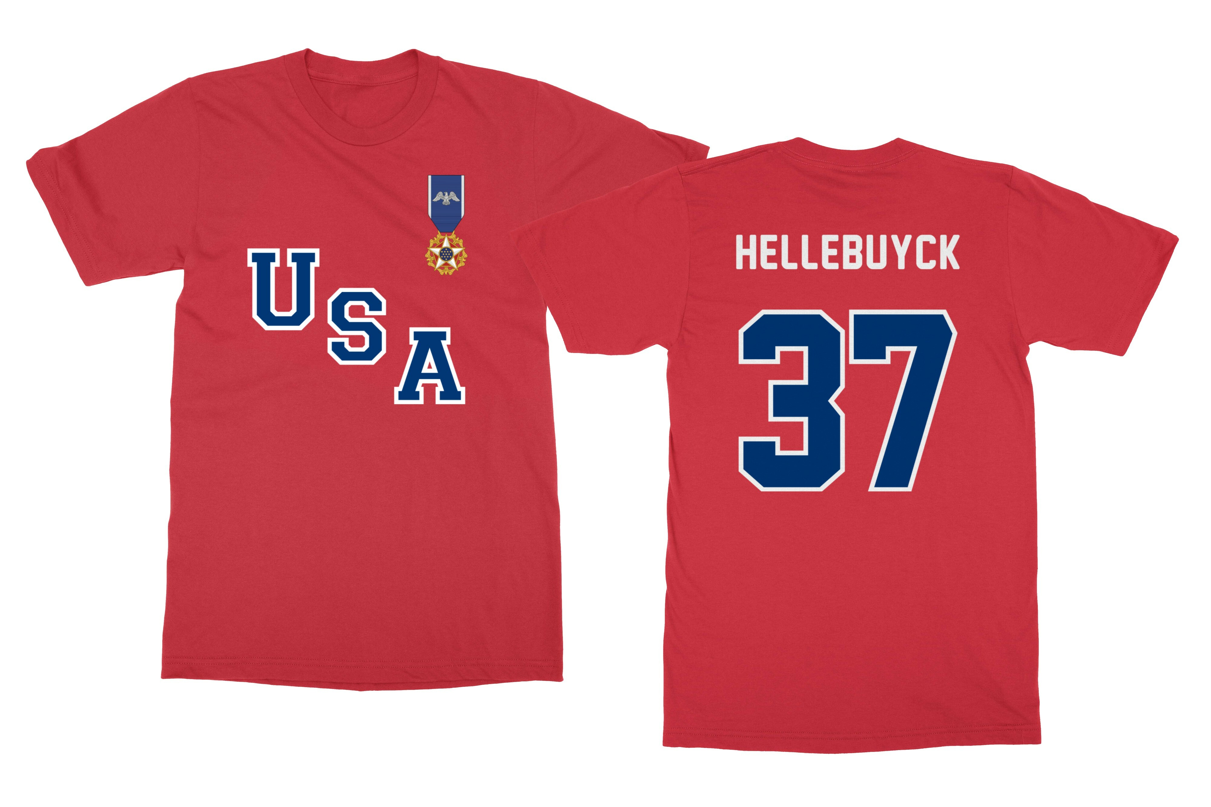 Hellebuyck USA Medal of Freedom Hockey Team 2 Sided Unisex T-Shirt