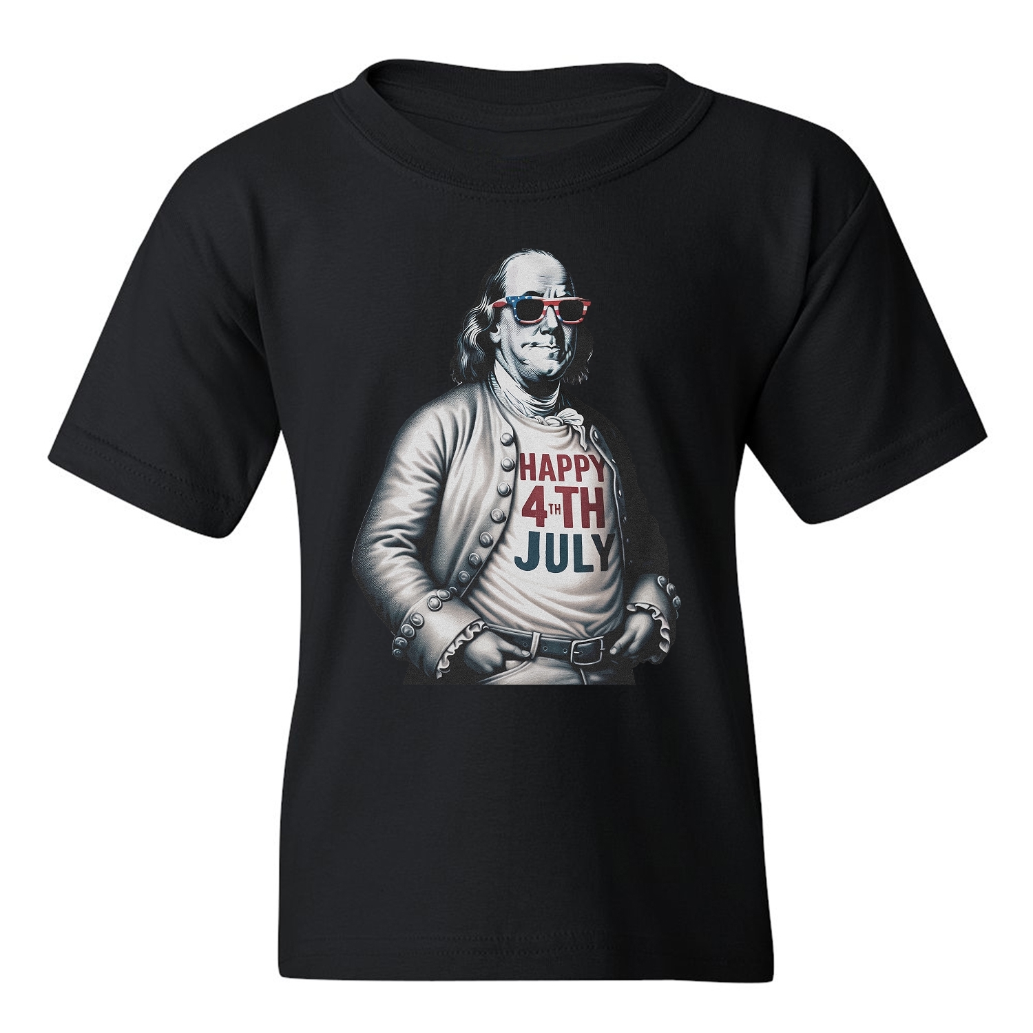 Franklin Happy 4th Of July Tribute - Independence Day Youth Unisex T-shirt - Picture 3 of 15