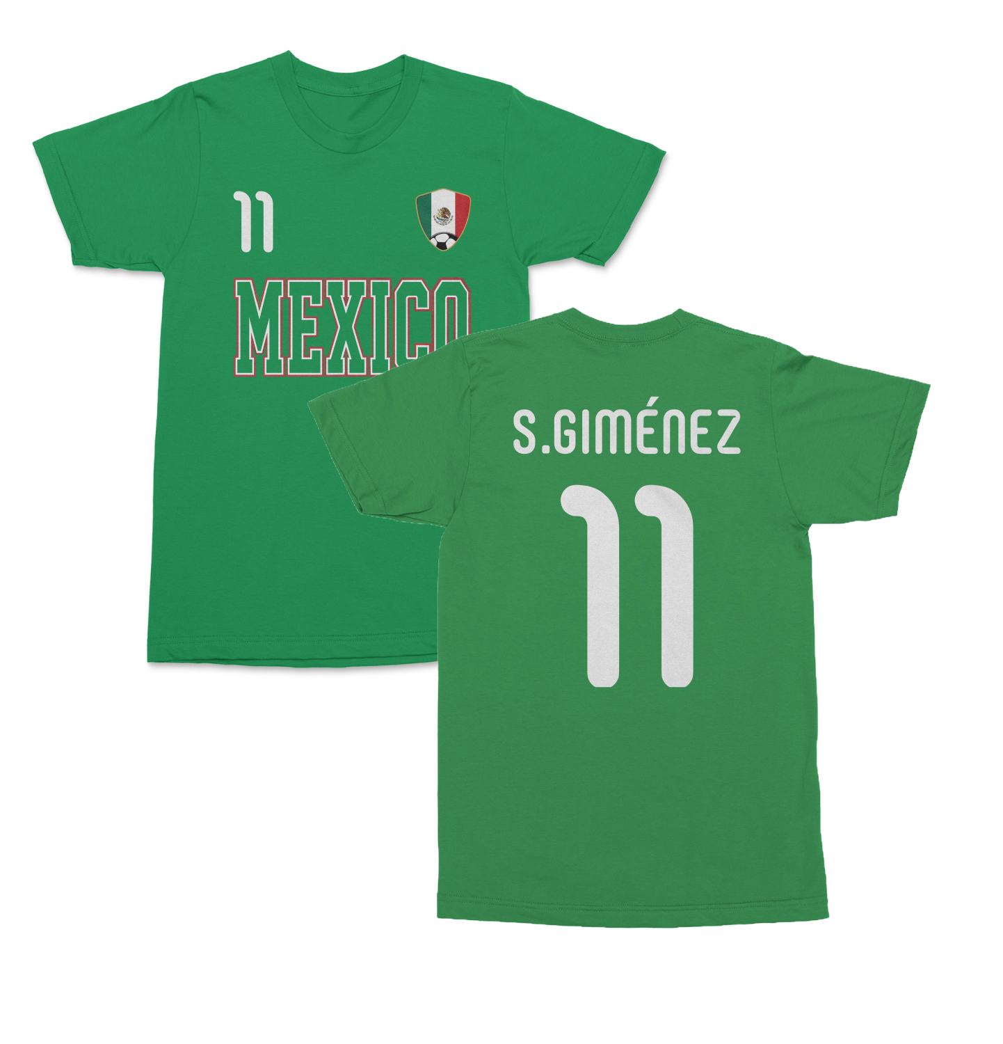 Mexico Gimenez 11 Soccer Jersey Style 2-Side Unisex T-Shirt