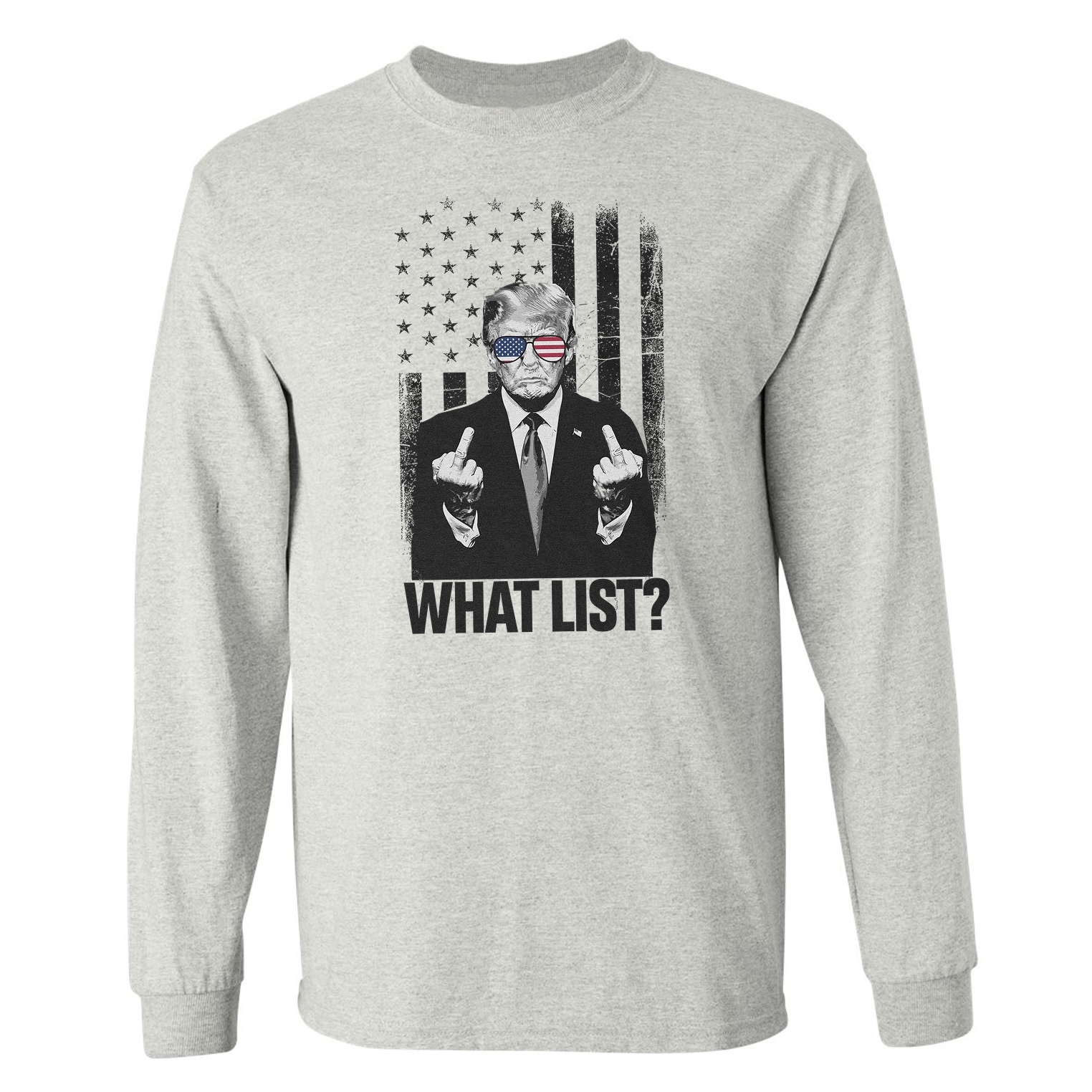What List? Trump-Epstein Inspired Finger Funny Long Sleeve Tshirt