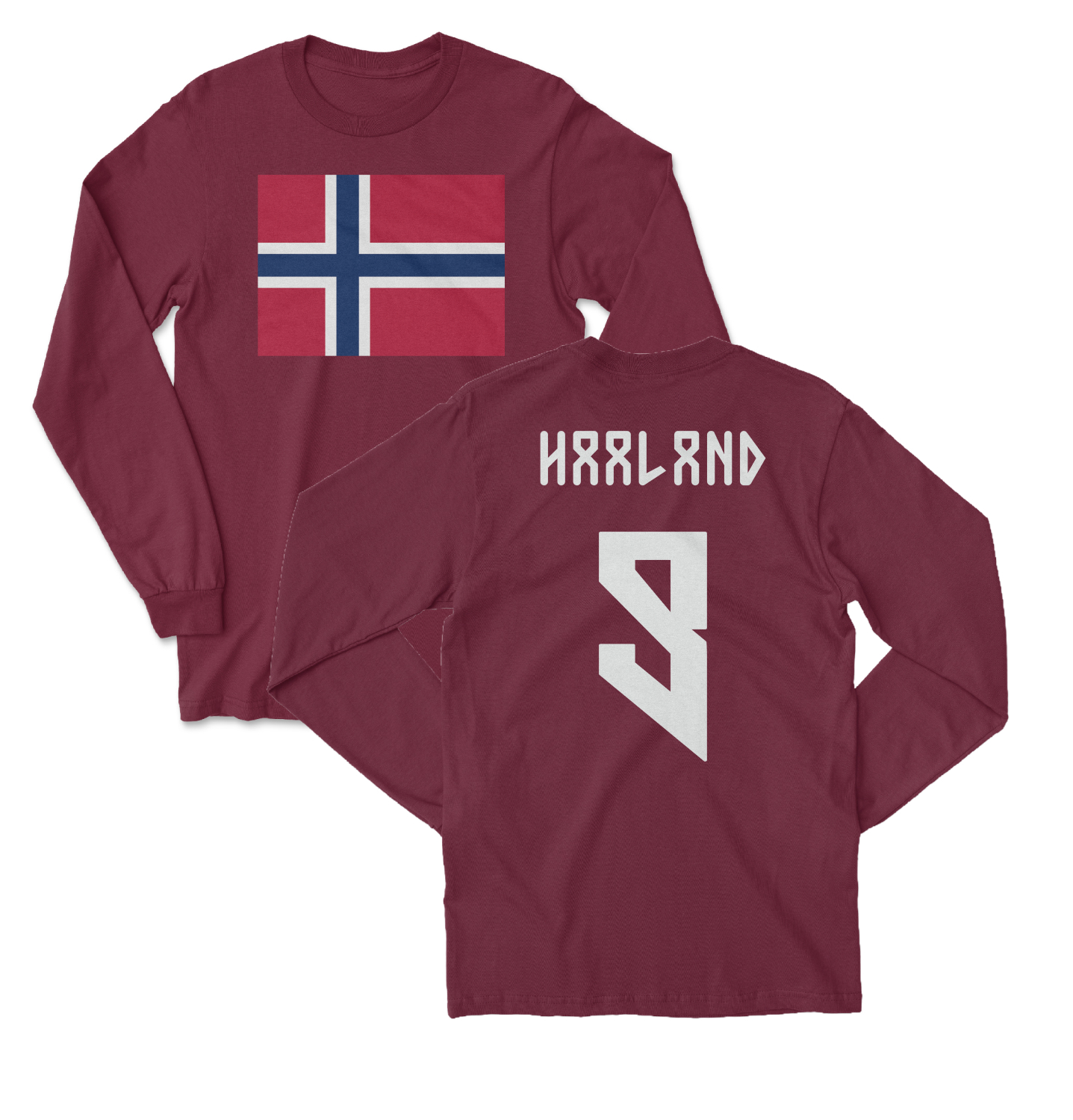 Norway Pride Haaland 9 Two-Sided Jersey Style Long Sleeve T-Shirt