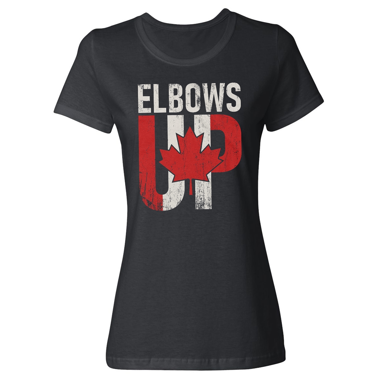 Canada Day - Canada Support Elbows Up Maple Leaf Ladies' Crewneck T-Shirt - Picture 2 of 3