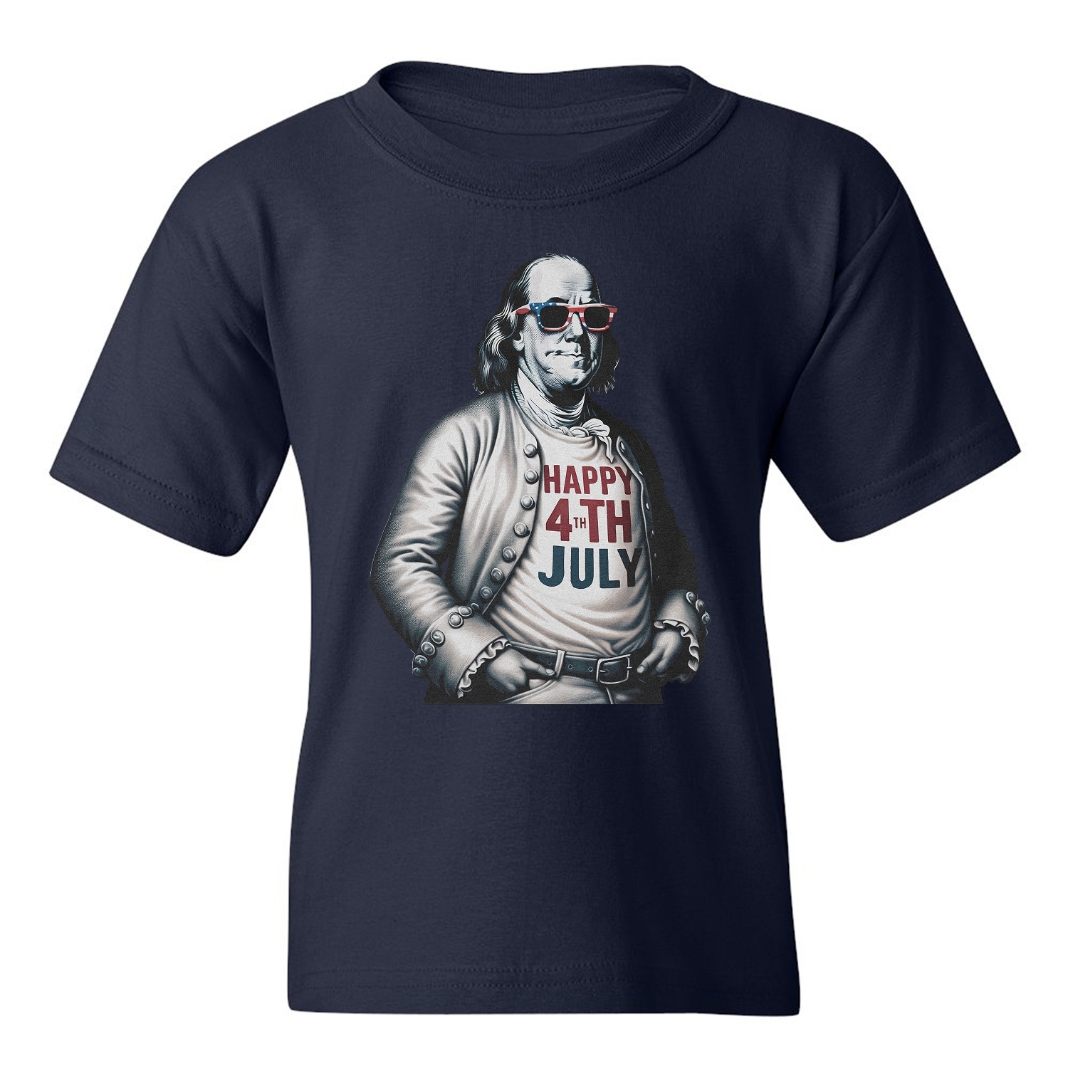 Franklin Happy 4th Of July Tribute - Independence Day Youth Unisex T-shirt - Picture 9 of 15