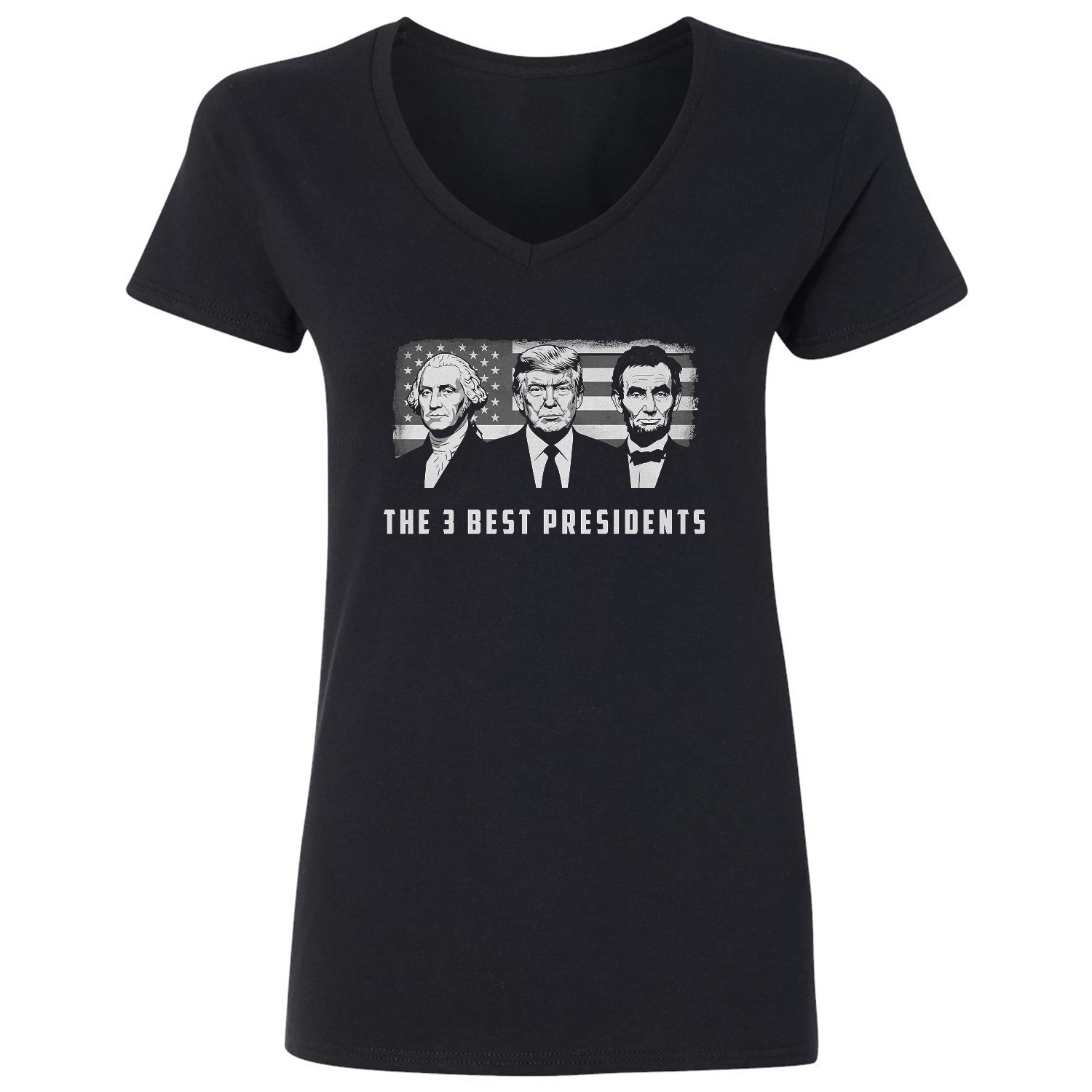 The 3 Best Presidents - Funny Trump-Inspired Tribute Ladies' V