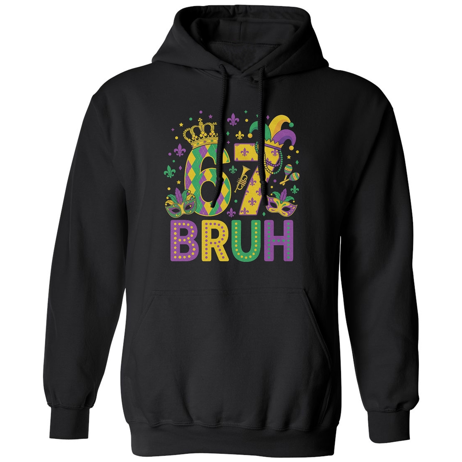Mardi Gras 6 7 Six Seven Meme – 6-7 Funny Unisex Hooded Sweatshirt