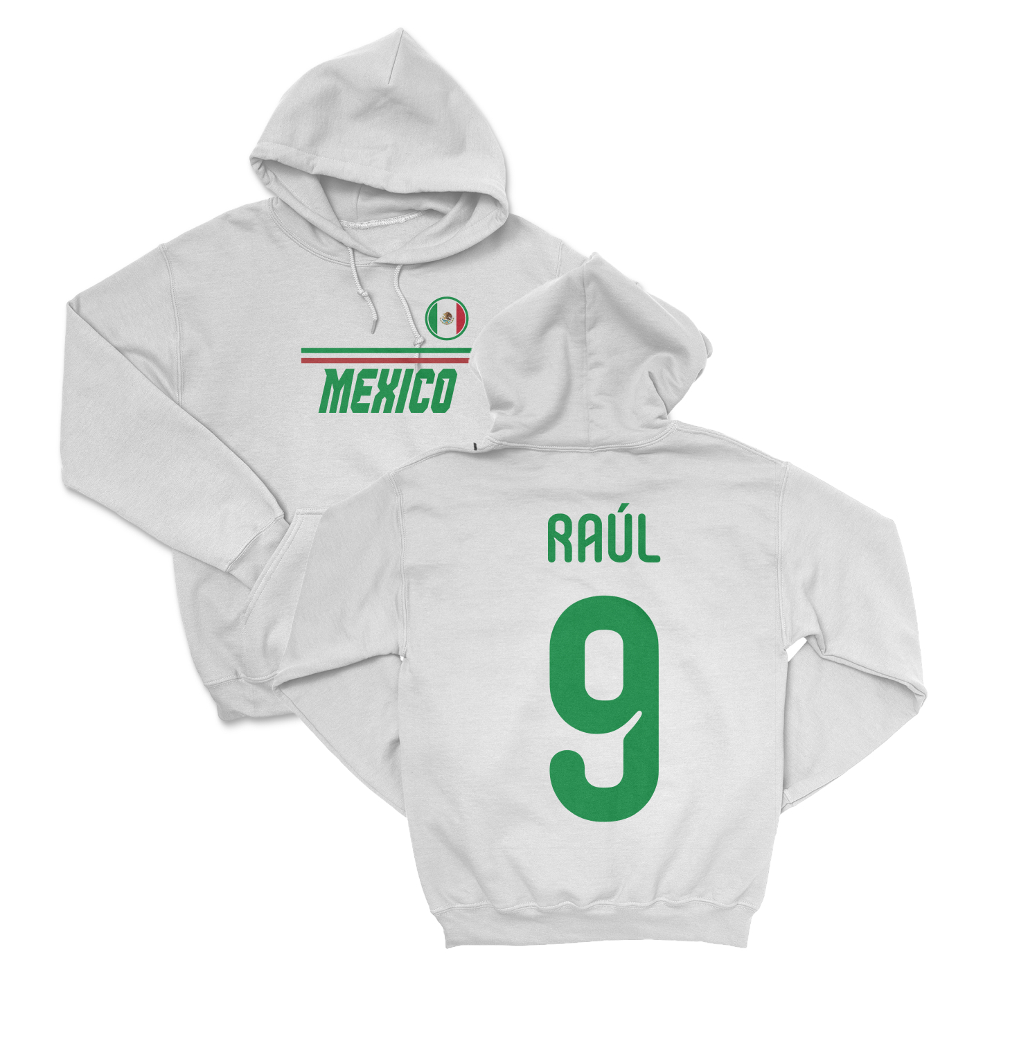 Mexico Soccer Fans Raul 9 Jersey Style Unisex Hooded Sweatshirt