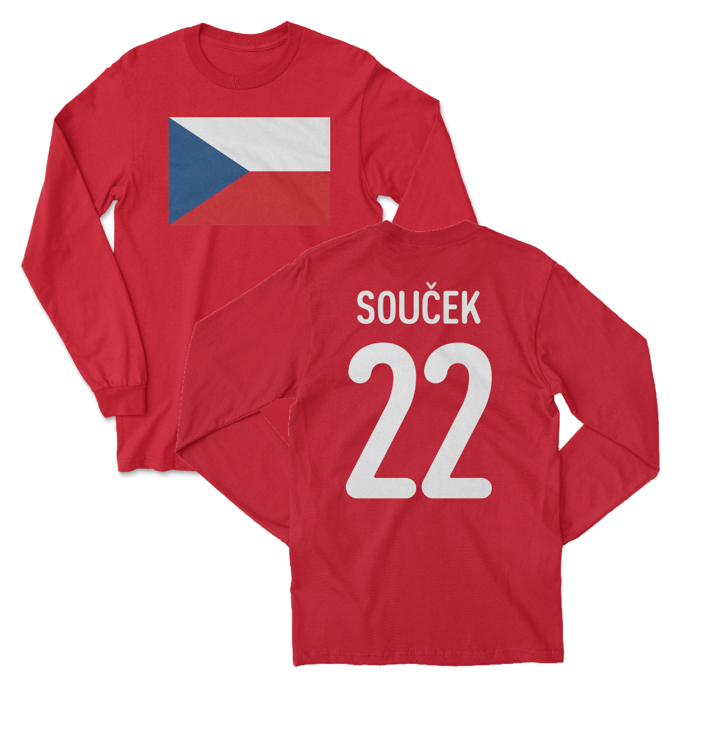 Czech Republic Pride Soucek 22 Two-Sided Jersey Style Long Sleeve T-Shirt