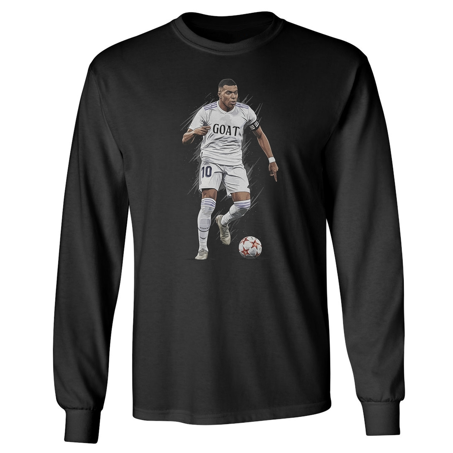 Mbappe Goat Inspired Graphic � Madrid 10 Tribute Long Sleeve Tshirt