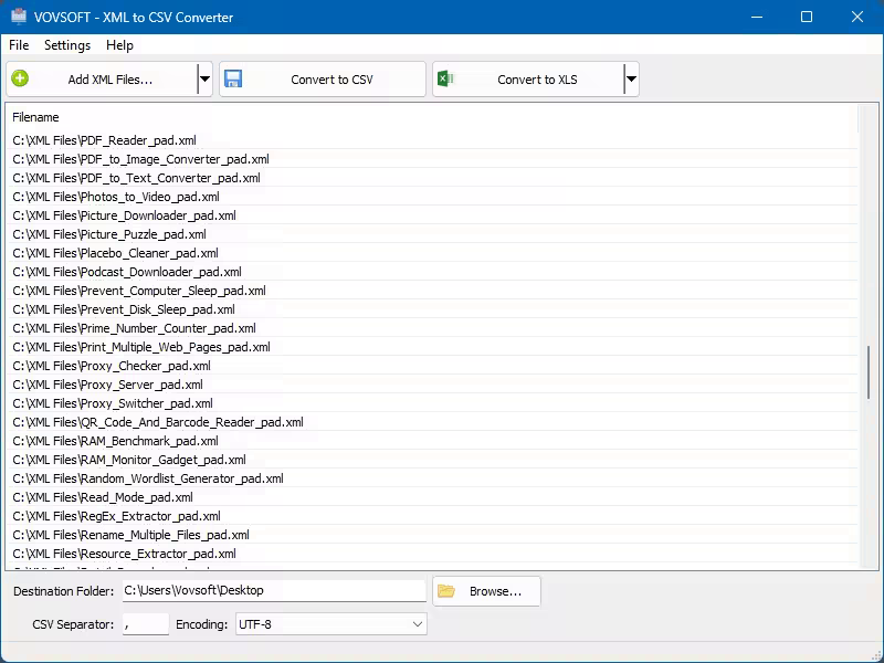 Vovsoft XML To CSV Converter 1.4