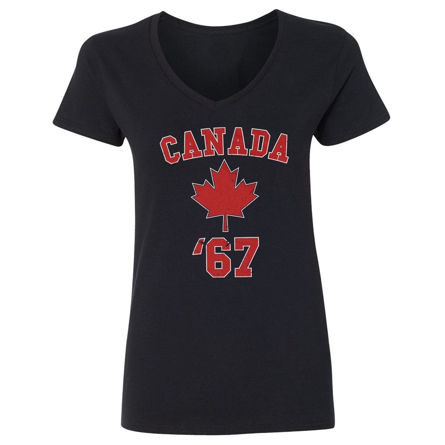 Canada Since 1867 Canadian Maple Leaf - Dominion Day Ladies' V-Neck Tshirt - Picture 2 of 3