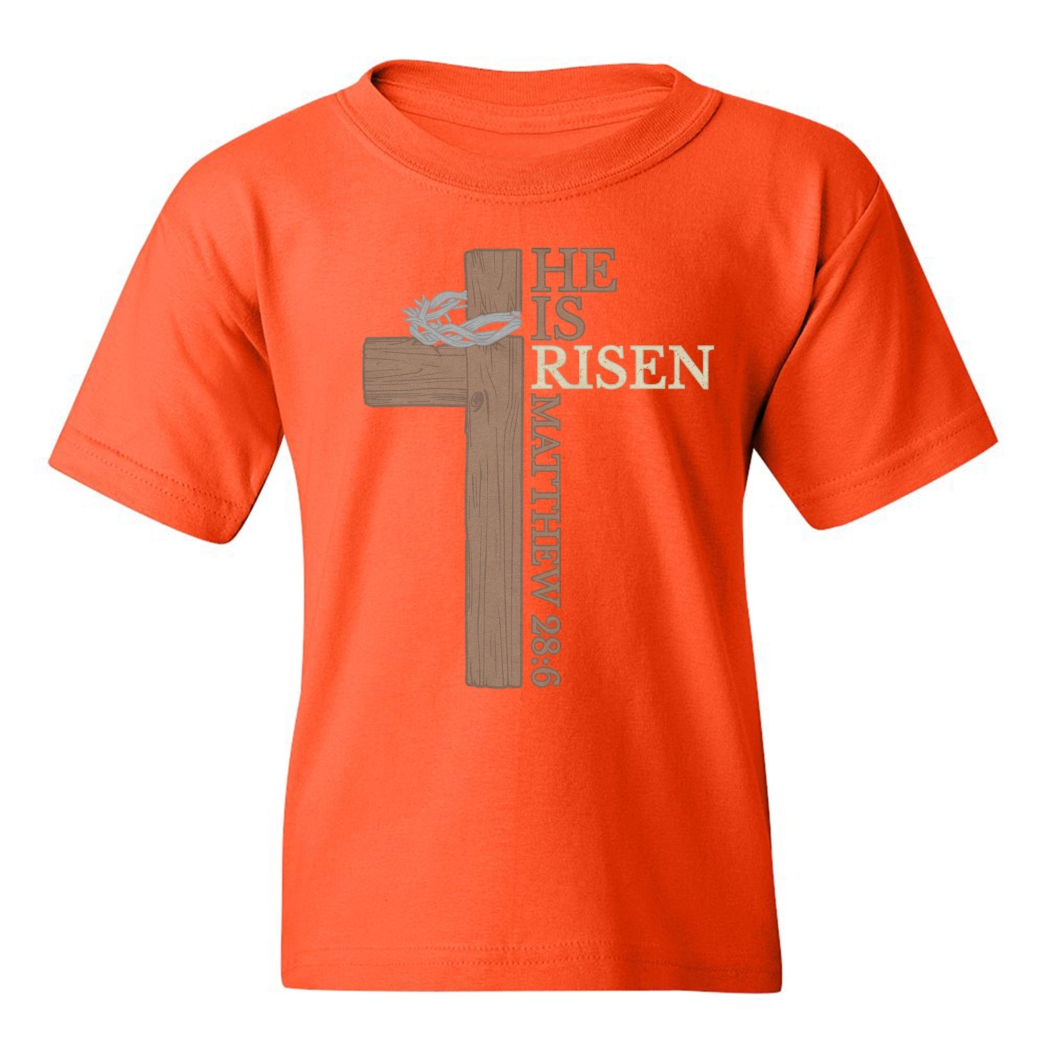 He Is Risen – Matthew 28:6 Cross Easter Design Youth Unisex T-shirt - Picture 8 of 12