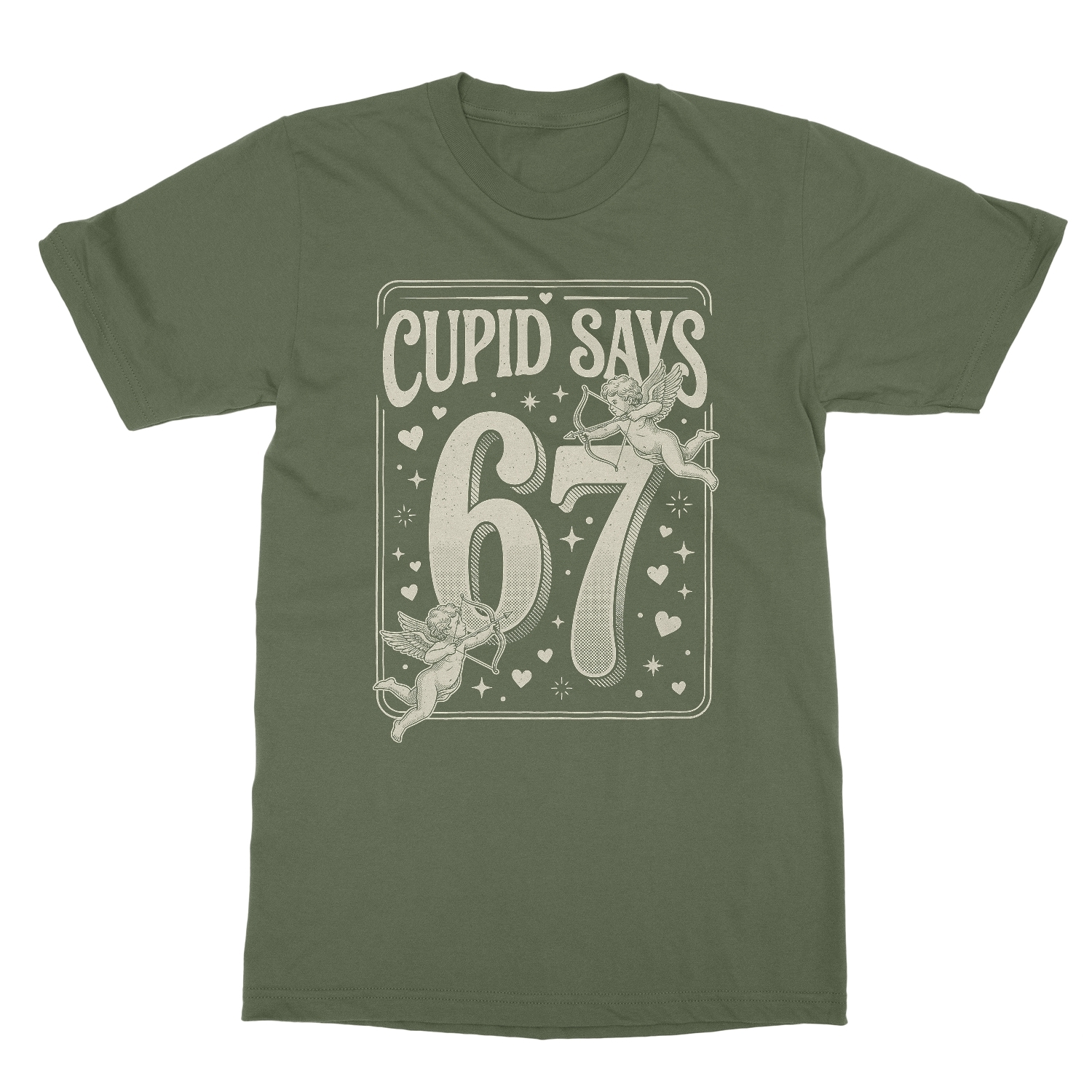 Funny Cupid Says 67 – 6-7 Meme Valentine’s Day Gift Unisex T-Shirt