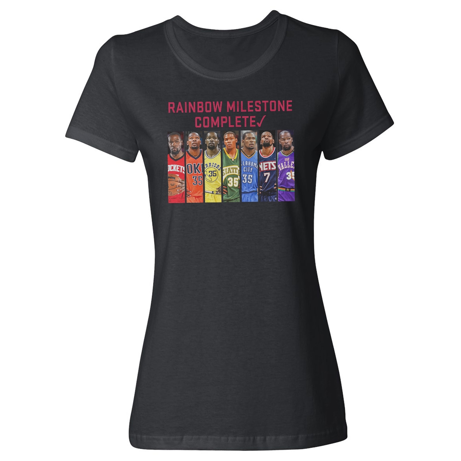 Kevin Durant Inspired Rainbow Milestone - Fans Tribut Ladies' Crewneck T-Shirt - Picture 2 of 4