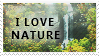 A stamp of a forest captioned I love Nature