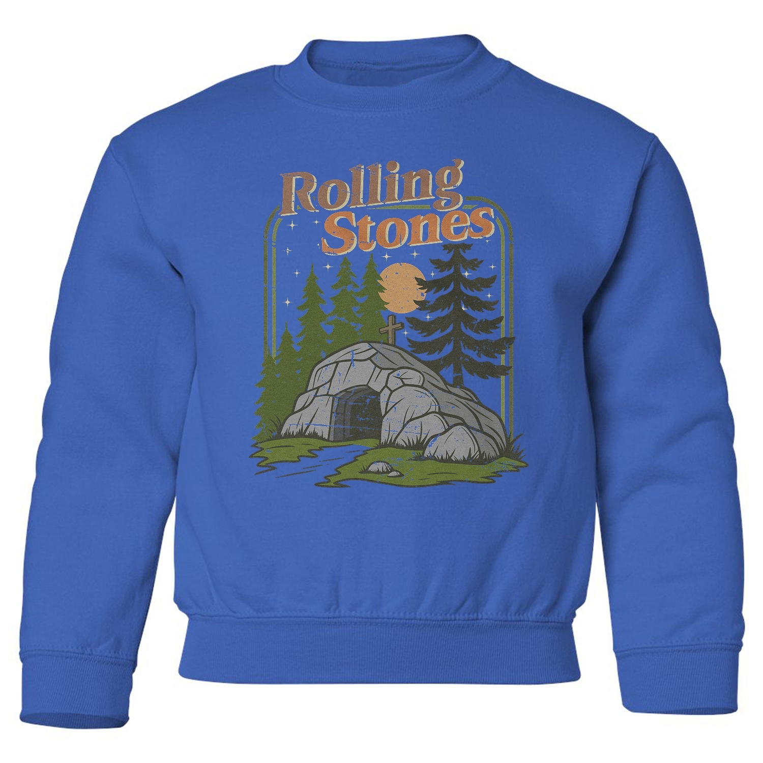 The Stone Was Rolled Away - He Is Alive Easter Youth Crewneck Sweatshirt - Picture 7 of 8