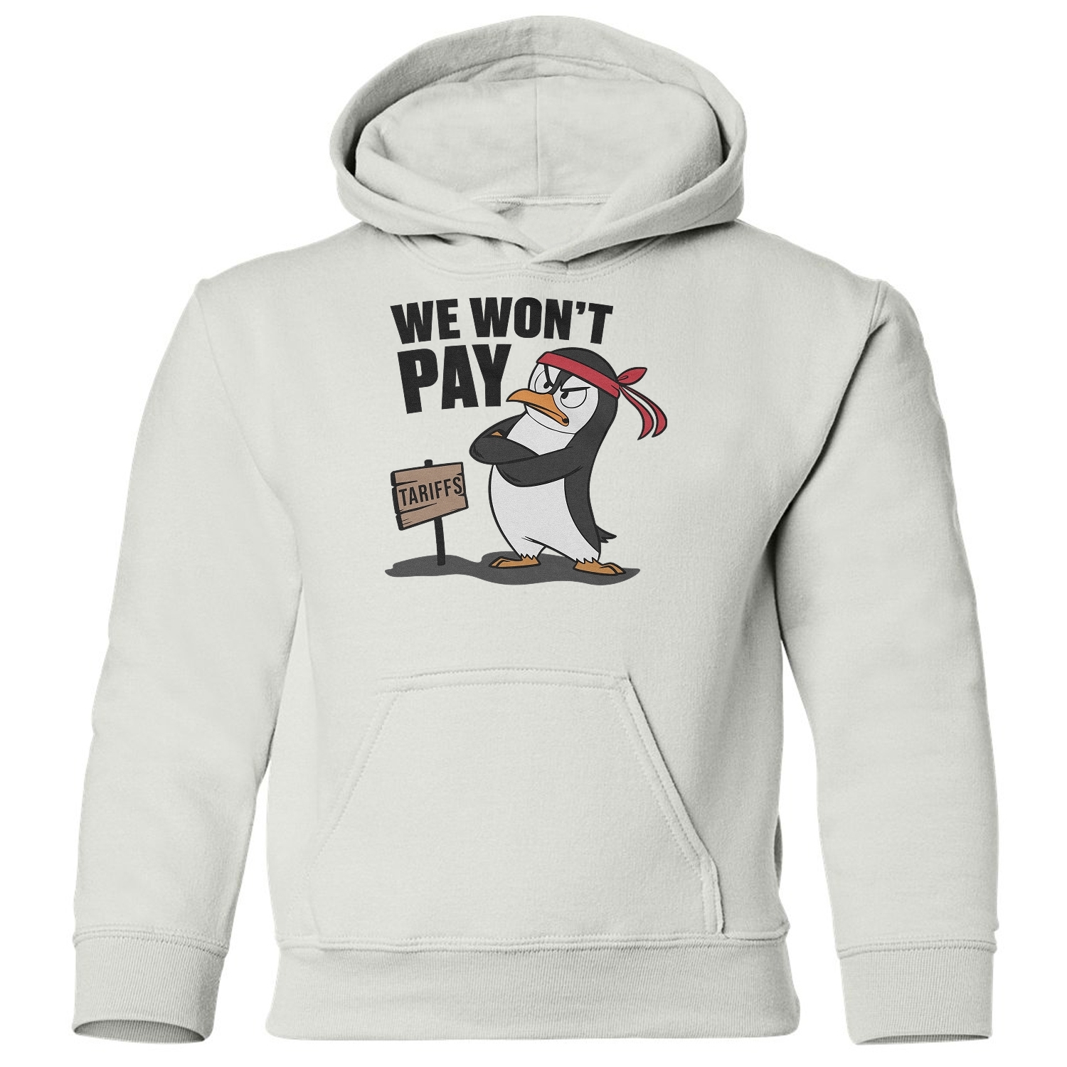 We Wont Pay Tariffs - Penguins Resist Protest Youth Hooded Sweatshirt - Picture 11 of 11
