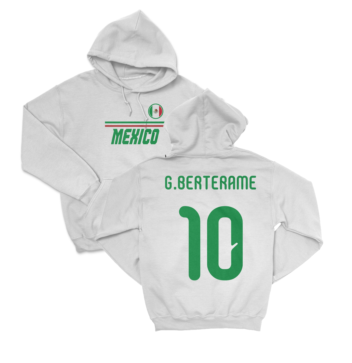 Mexico Soccer Fans G.Berterame 10 Jersey Style Unisex Hooded Sweatshirt