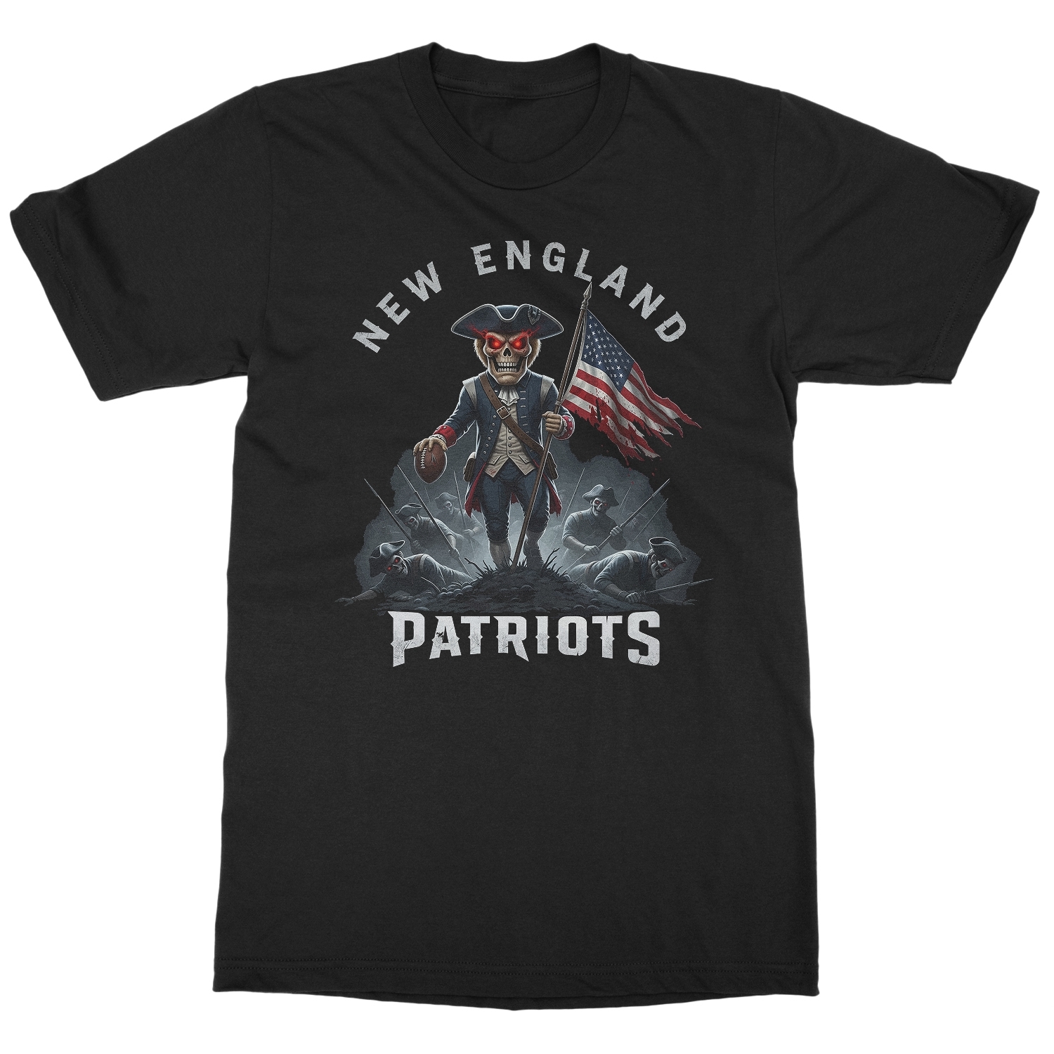 New England Patriotic Skull Fans – Halloween Inspired Unisex T-Shirt